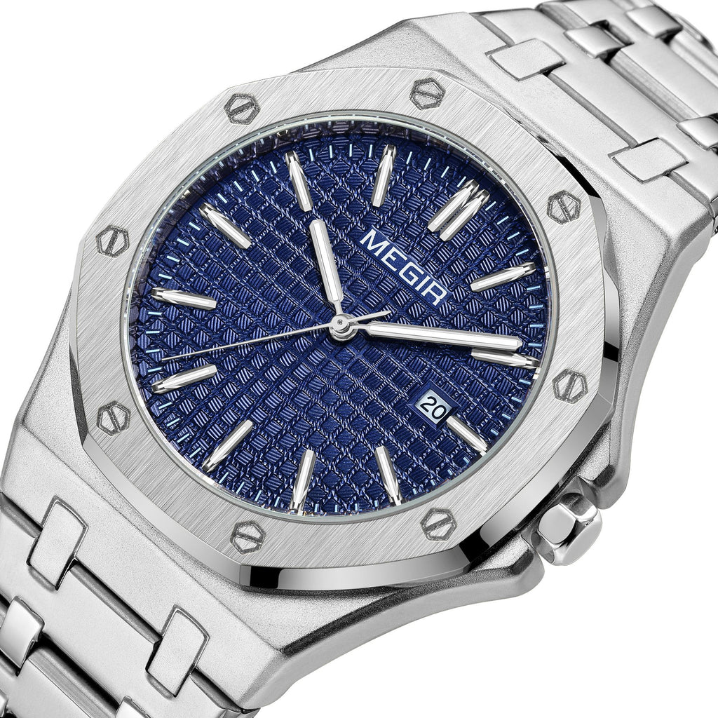 Stainless Steel Bracelet Watch for Men Luxury Business Casual Watches Waterproof Calendar Quartz Wristwatch Men Gift Clock 1085