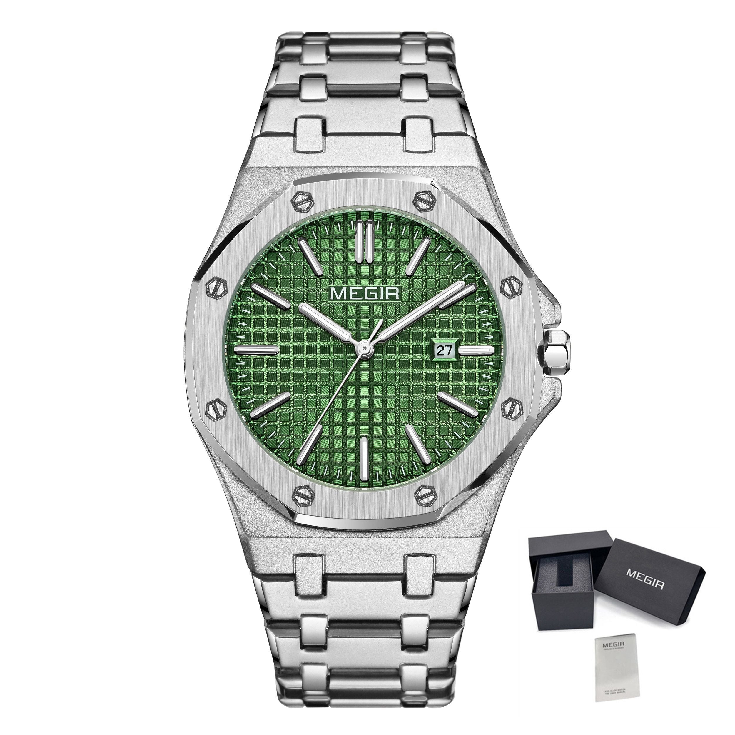 Stainless Steel Bracelet Watch for Men Luxury Business Casual Watches Waterproof Calendar Quartz Wristwatch Men Gift Clock 1085