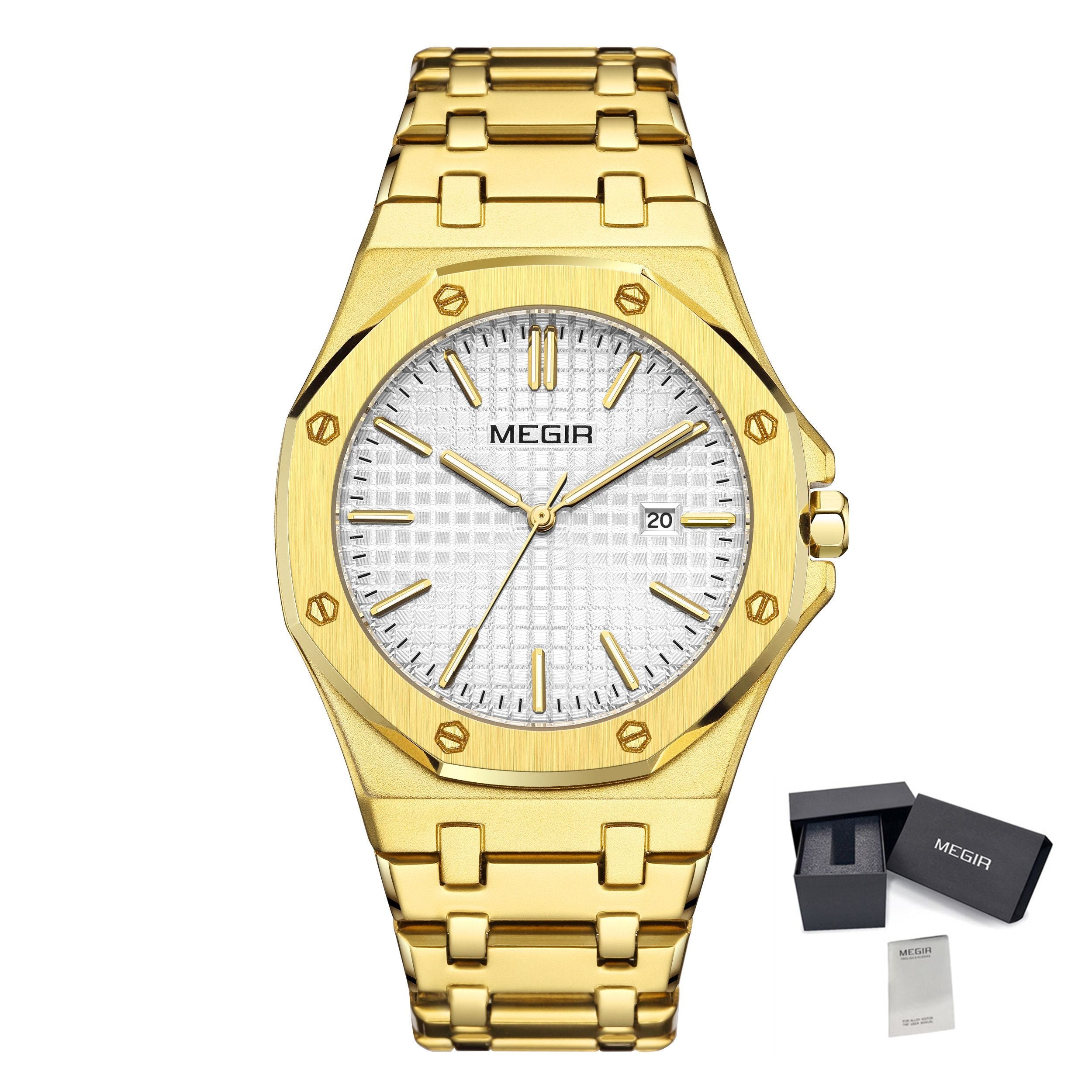 Stainless Steel Bracelet Watch for Men Luxury Business Casual Watches Waterproof Calendar Quartz Wristwatch Men Gift Clock 1085