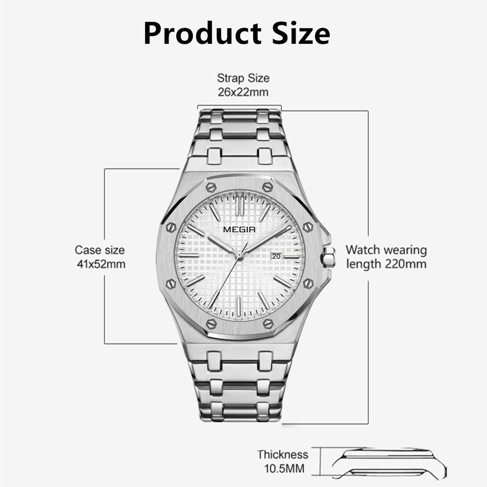 Stainless Steel Bracelet Watch for Men Luxury Business Casual Watches Waterproof Calendar Quartz Wristwatch Men Gift Clock 1085