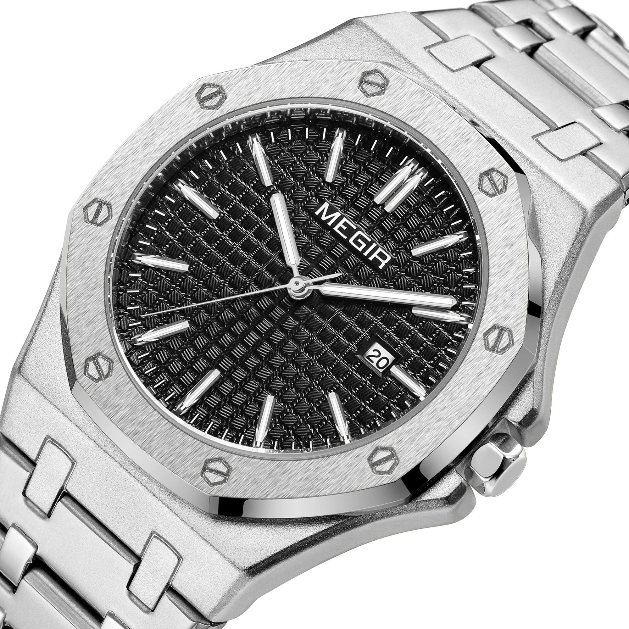 Stainless Steel Bracelet Watch for Men Luxury Business Casual Watches Waterproof Calendar Quartz Wristwatch Men Gift Clock 1085