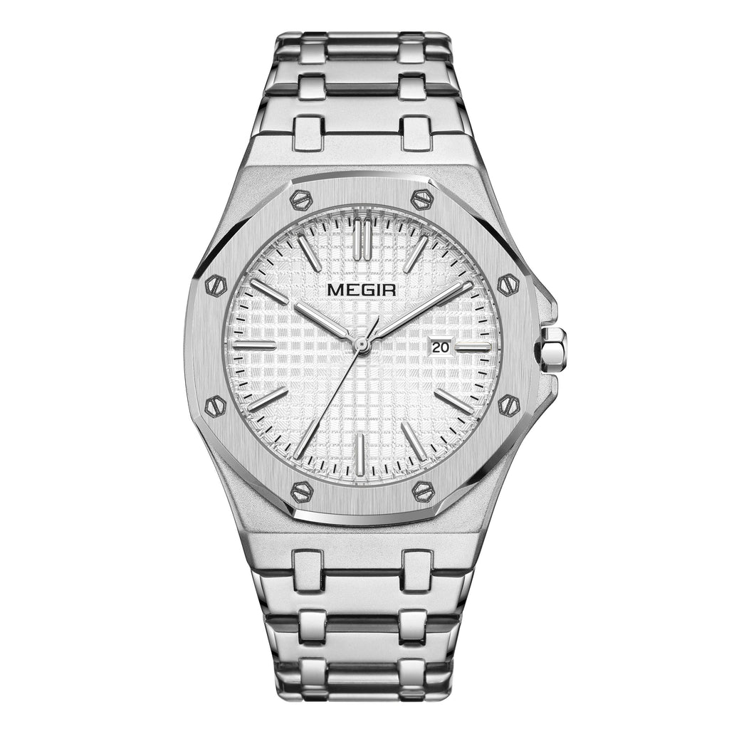 Stainless Steel Bracelet Watch for Men Luxury Business Casual Watches Waterproof Calendar Quartz Wristwatch Men Gift Clock 1085