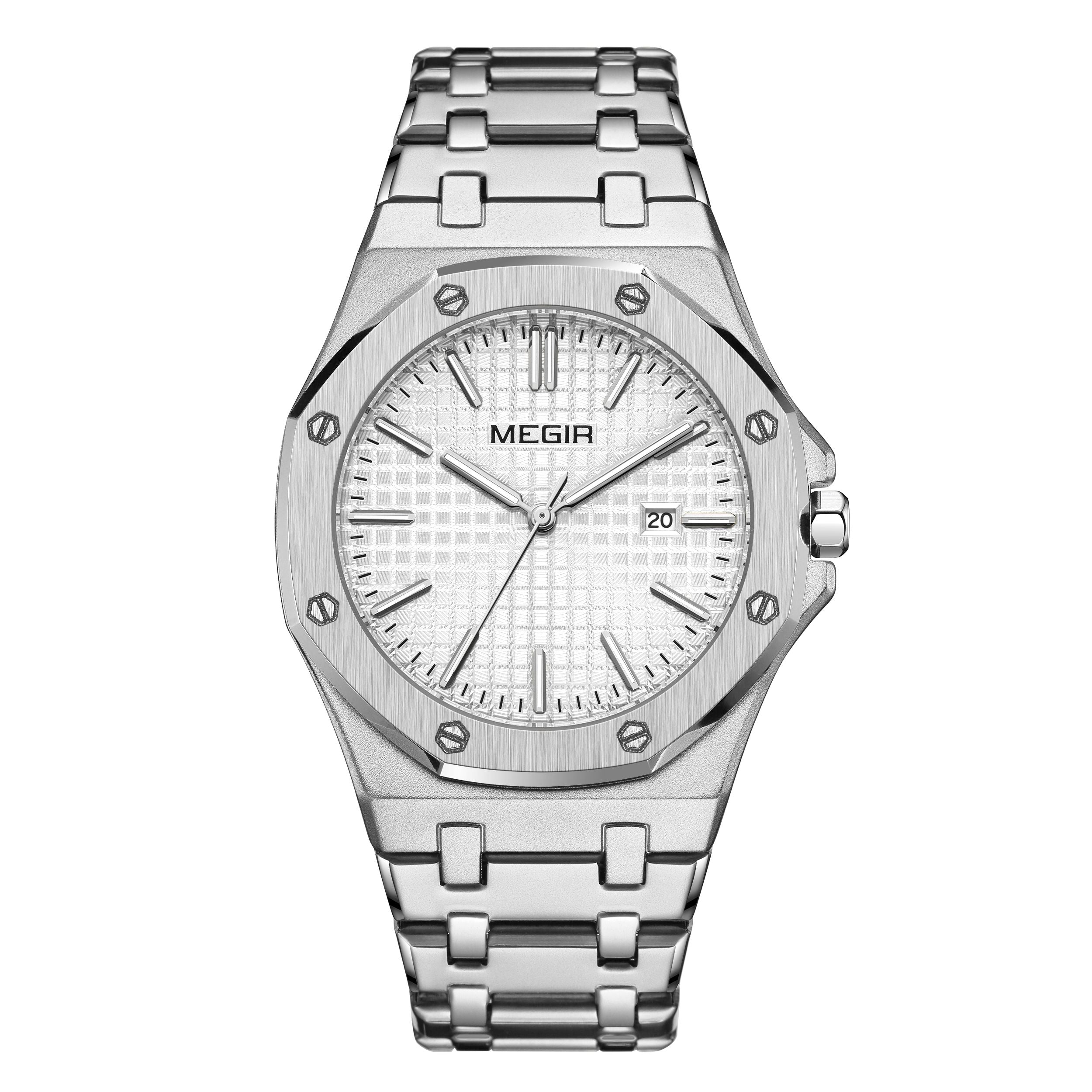 Stainless Steel Bracelet Watch for Men Luxury Business Casual Watches Waterproof Calendar Quartz Wristwatch Men Gift Clock 1085