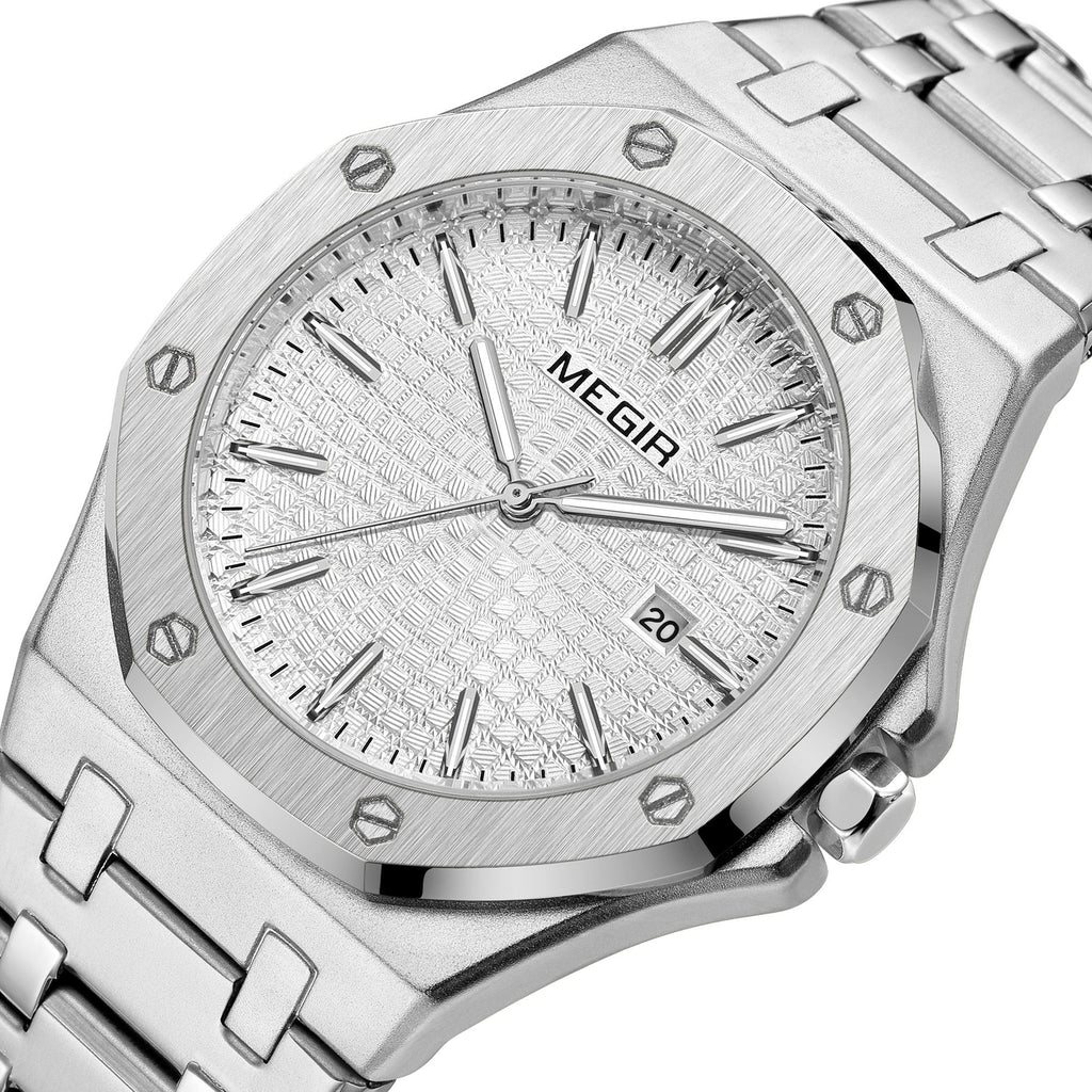 Stainless Steel Bracelet Watch for Men Luxury Business Casual Watches Waterproof Calendar Quartz Wristwatch Men Gift Clock 1085