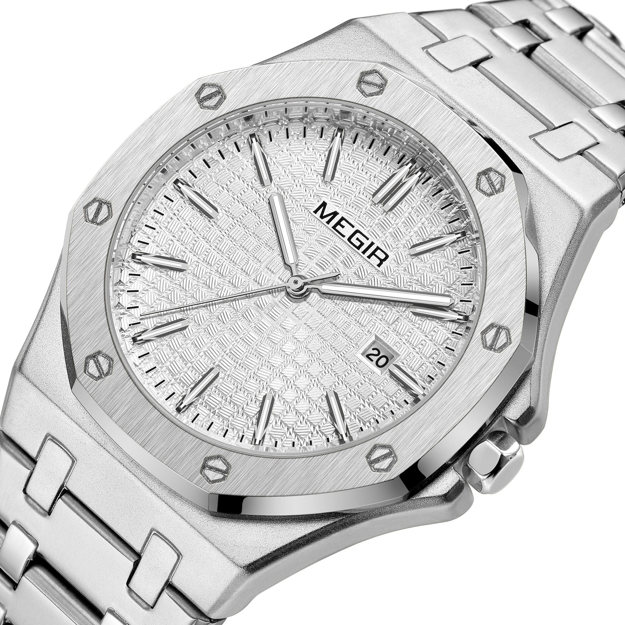 Stainless Steel Bracelet Watch for Men Luxury Business Casual Watches Waterproof Calendar Quartz Wristwatch Men Gift Clock 1085