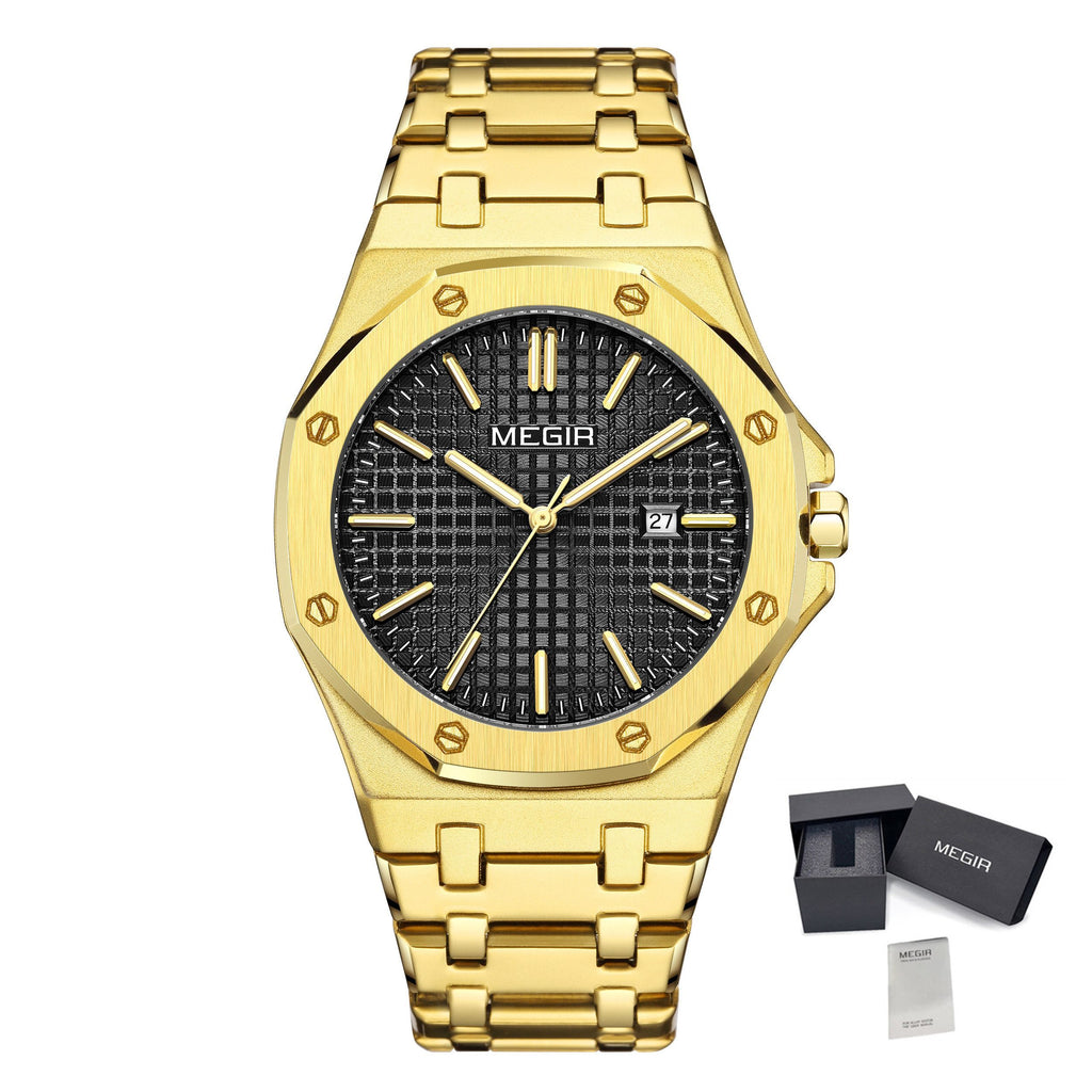 Stainless Steel Bracelet Watch for Men Luxury Business Casual Watches Waterproof Calendar Quartz Wristwatch Men Gift Clock 1085
