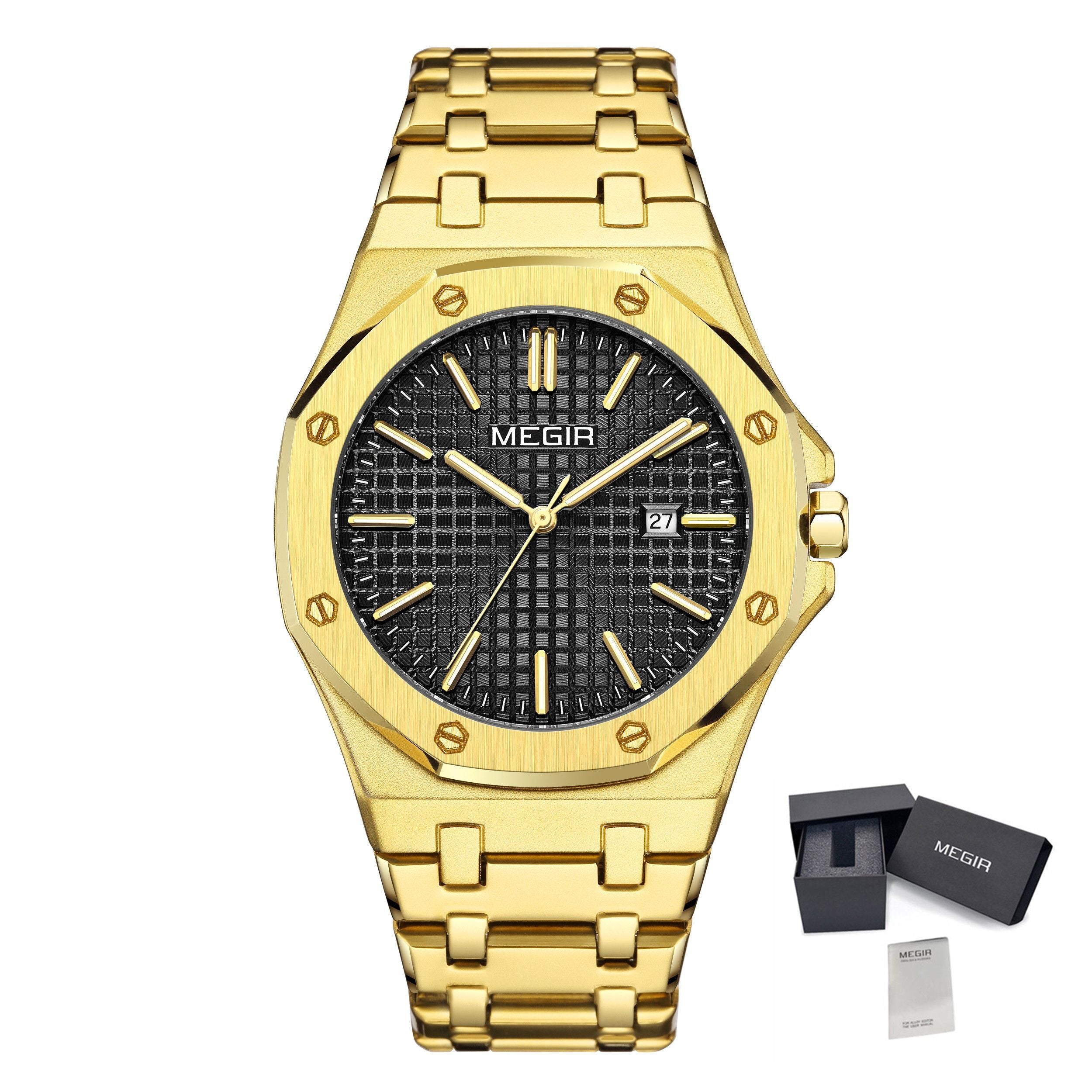 Stainless Steel Bracelet Watch for Men Luxury Business Casual Watches Waterproof Calendar Quartz Wristwatch Men Gift Clock 1085