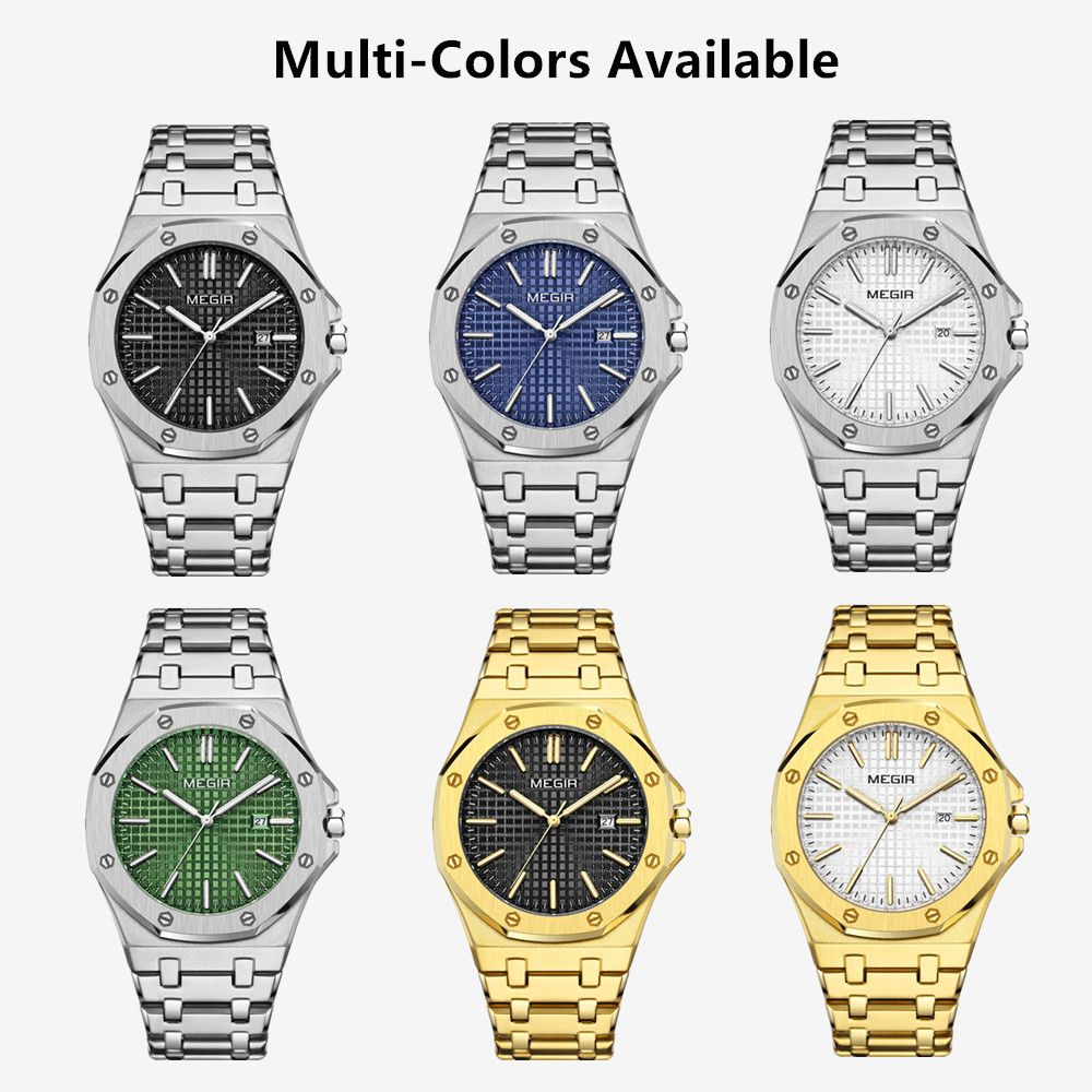 Stainless Steel Bracelet Watch for Men Luxury Business Casual Watches Waterproof Calendar Quartz Wristwatch Men Gift Clock 1085