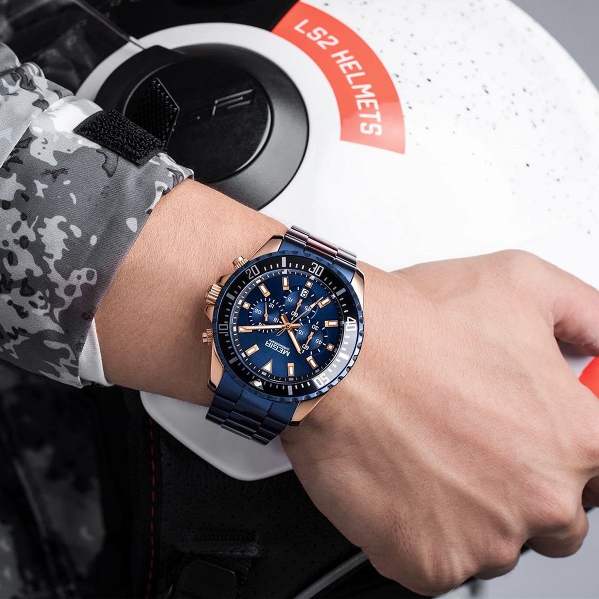 Luxury Men Business Quartz Watch Stainless Steel Bracelet Chronograph Male Military Wristwatch Clock Relogio Masculino 2064