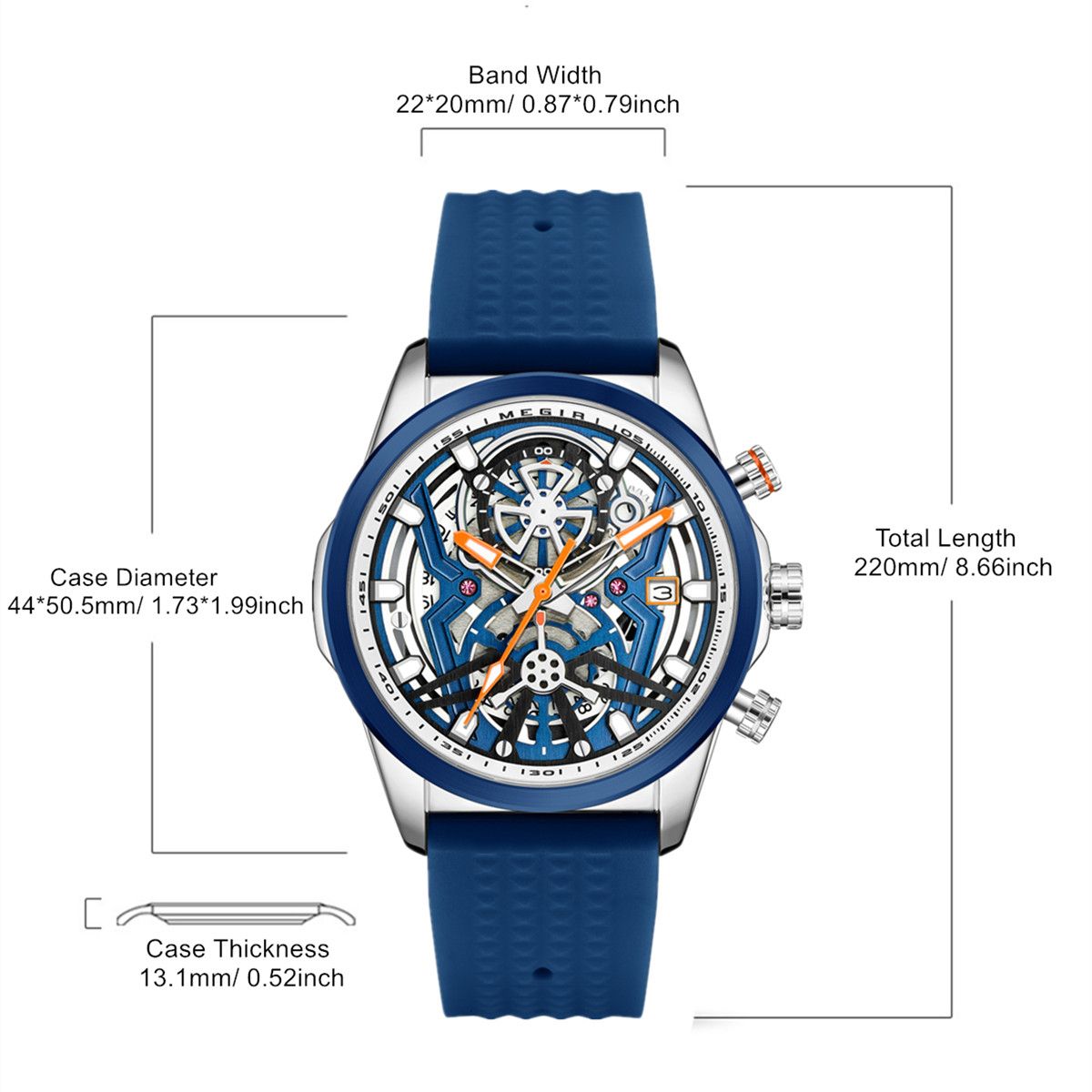Men's Watch Chronograph Fashion Quartz Wristwatch Waterproof Luminous Sports Military Watches Clock with Auto Date 2235