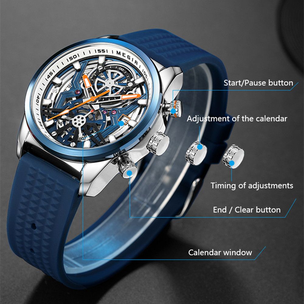 Men's Watch Chronograph Fashion Quartz Wristwatch Waterproof Luminous Sports Military Watches Clock with Auto Date 2235