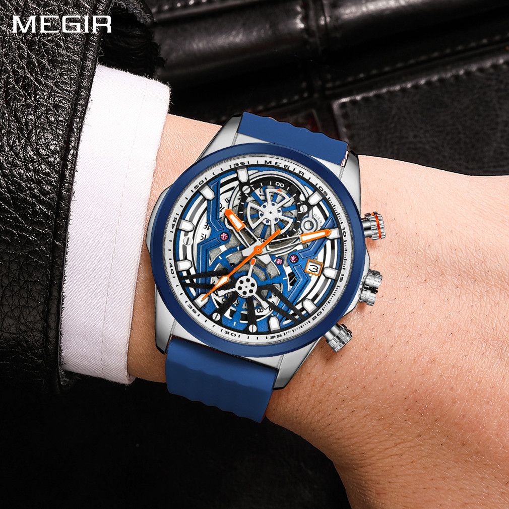 Men's Watch Chronograph Fashion Quartz Wristwatch Waterproof Luminous Sports Military Watches Clock with Auto Date 2235