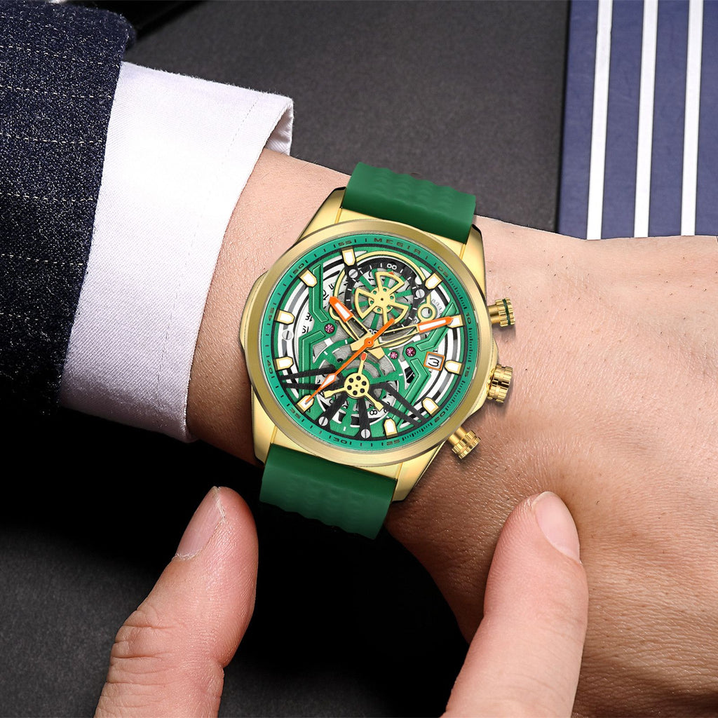 Men's Watch Chronograph Fashion Quartz Wristwatch Waterproof Luminous Sports Military Watches Clock with Auto Date 2235