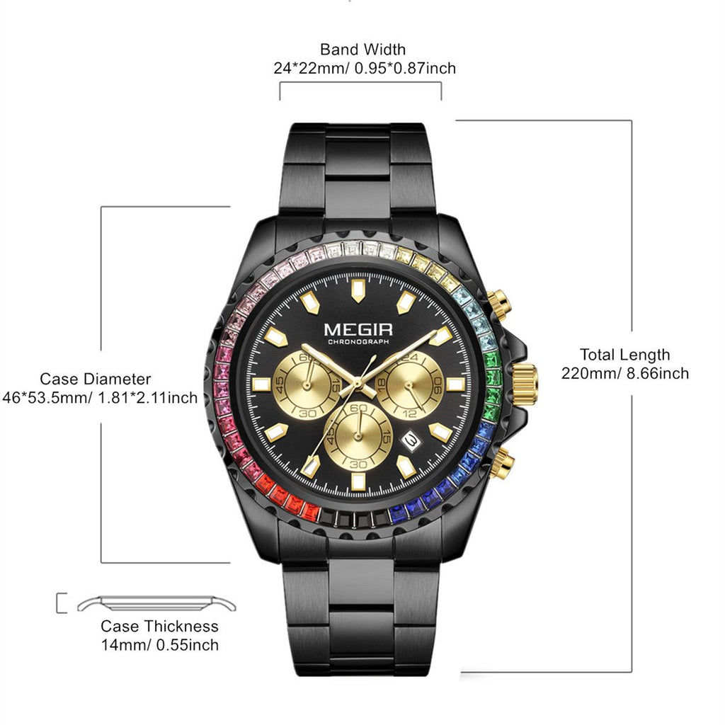 Men Watches Luxury Military Quartz Wristwatch Waterproof Stainless Steel Strap Business Watch Chronograph Date Clock Relogio Masculino 2227