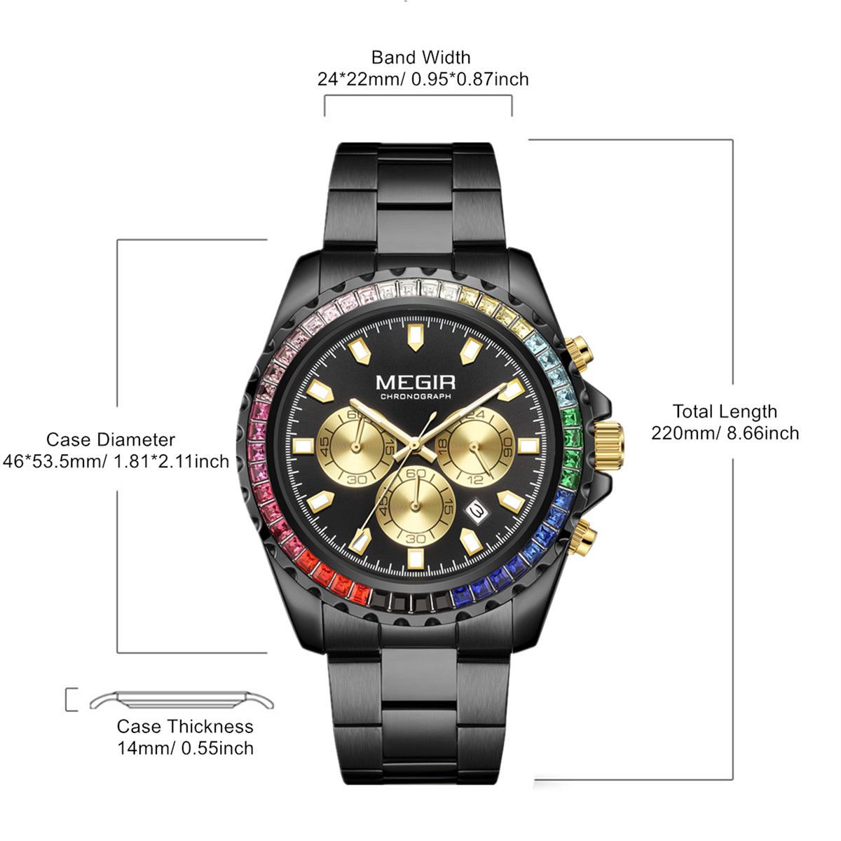 Men Watches Luxury Military Quartz Wristwatch Waterproof Stainless Steel Strap Business Watch Chronograph Date Clock Relogio Masculino 2227