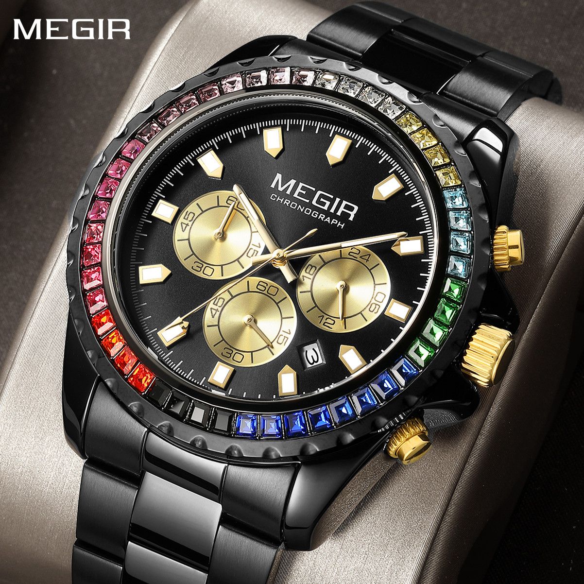 Men Watches Luxury Military Quartz Wristwatch Waterproof Stainless Steel Strap Business Watch Chronograph Date Clock Relogio Masculino 2227