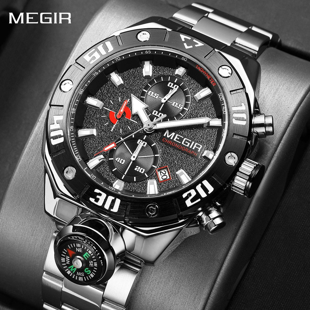 Men  Watch Top Brand Luxury Business Quartz Watches Chronograph Stainless Steel Calendar Luminous Clock WristWatch Montre Homme 2219