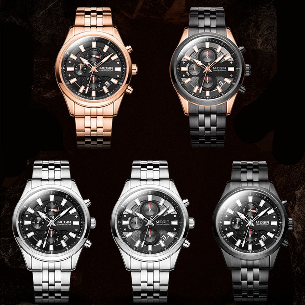 Fashion Men Watches Luxury Business Wristwatch Stainless Steel Quartz Watch Calendar Luminous Man Clock Relogio Masculino 2154