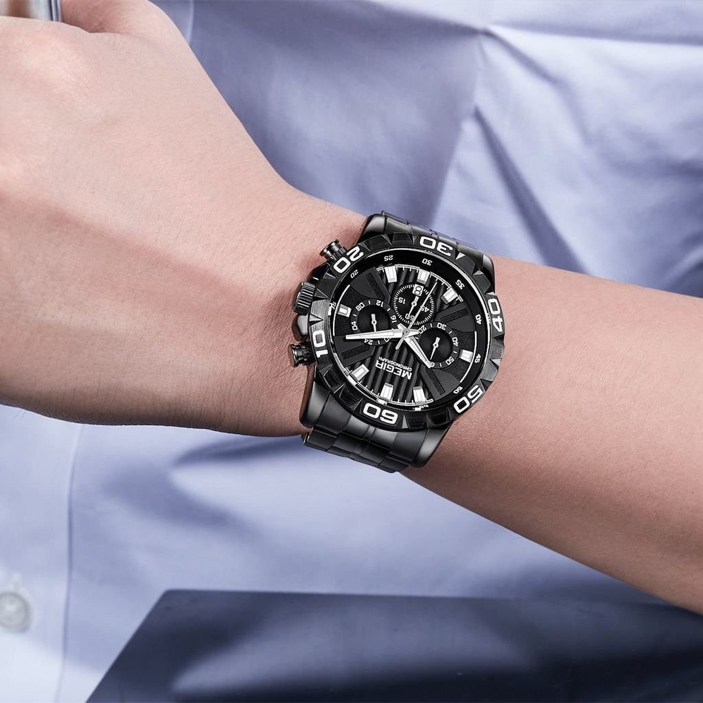 Mens Watches Top Brand Luxury Quartz Casual Wristwatch Date Clock Waterproof Wrist Watch Chronograph 2087