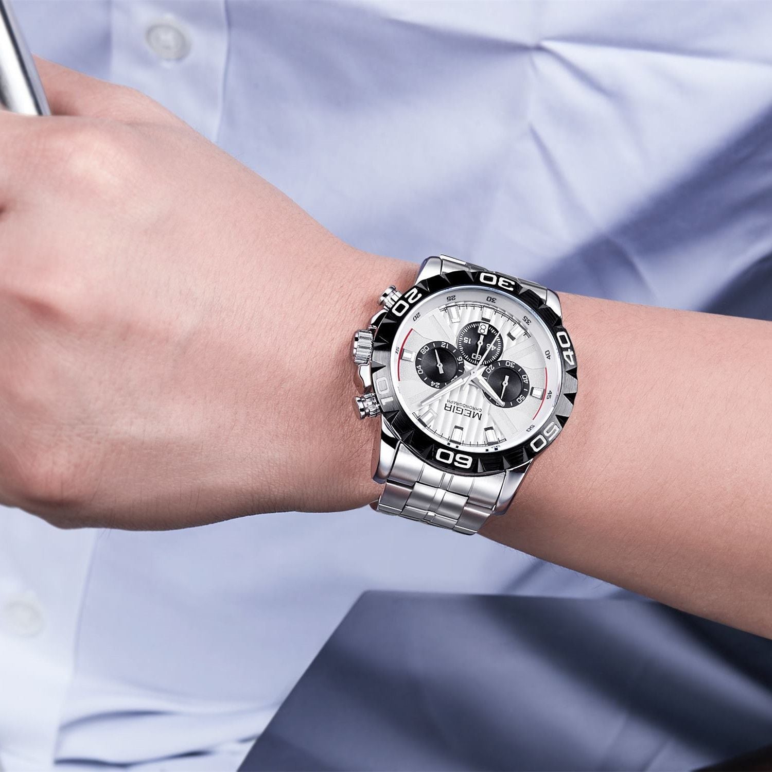 Mens Watches Top Brand Luxury Quartz Casual Wristwatch Date Clock Waterproof Wrist Watch Chronograph 2087