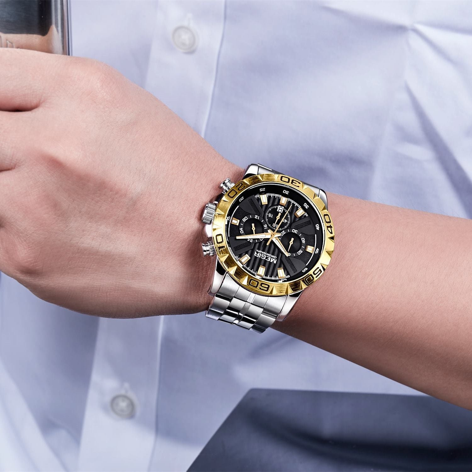 Mens Watches Top Brand Luxury Quartz Casual Wristwatch Date Clock Waterproof Wrist Watch Chronograph 2087