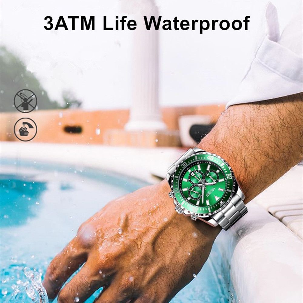 Luxury Men Business Quartz Watch Stainless Steel Bracelet Chronograph Male Military Wristwatch Clock Relogio Masculino 2064