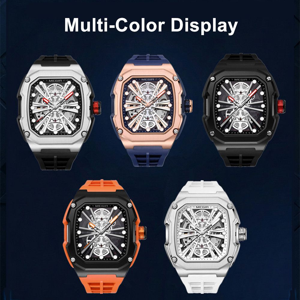 Automatic Mechanical Watch for Men Skeleton Dial Waterproof Luminous Men's Sport Casual Wristwatch Clock Reloj Hombre 8607