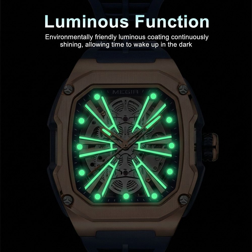 Automatic Mechanical Watch for Men Skeleton Dial Waterproof Luminous Men's Sport Casual Wristwatch Clock Reloj Hombre 8607