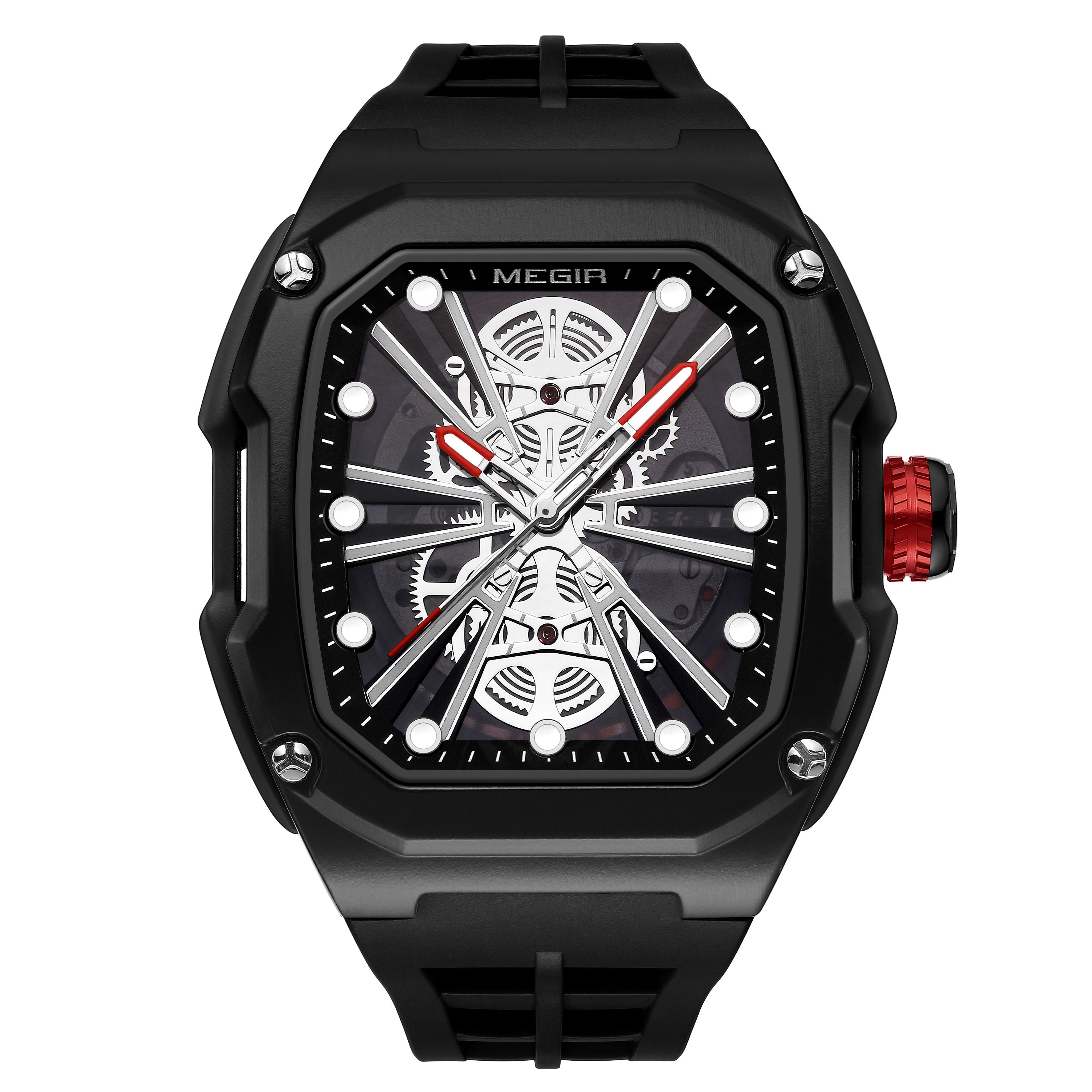 Automatic Mechanical Watch for Men Skeleton Dial Waterproof Luminous Men's Sport Casual Wristwatch Clock Reloj Hombre 8607