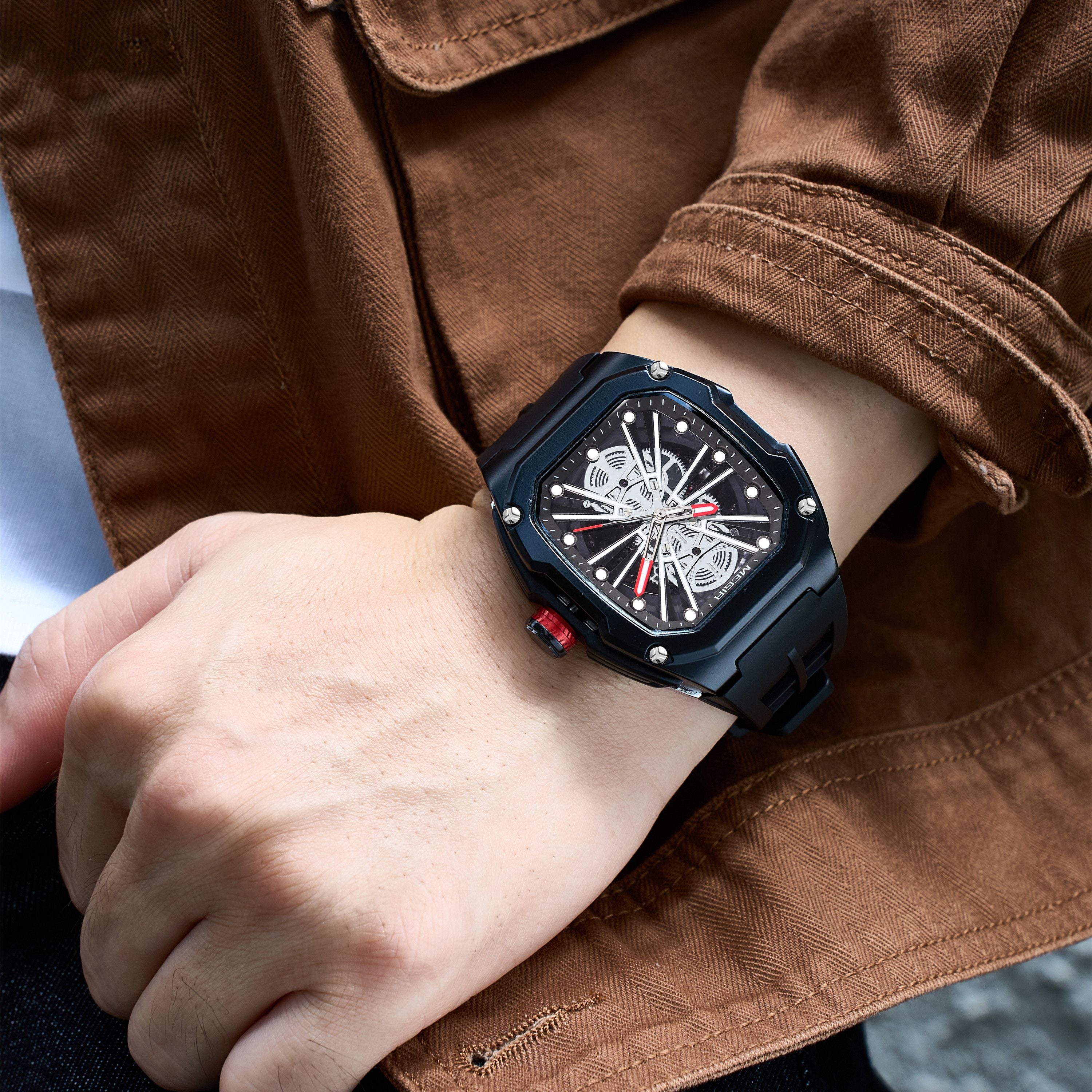 Automatic Mechanical Watch for Men Skeleton Dial Waterproof Luminous Men's Sport Casual Wristwatch Clock Reloj Hombre 8607