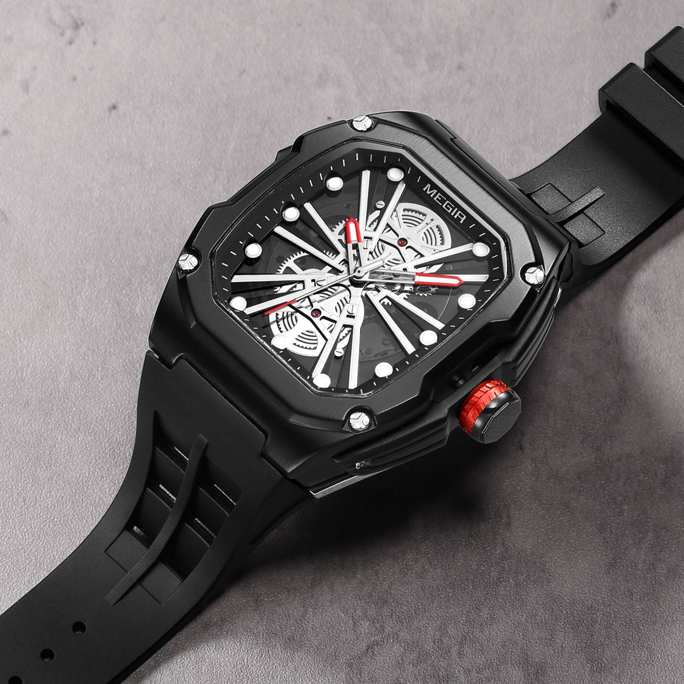 Automatic Mechanical Watch for Men Skeleton Dial Waterproof Luminous Men's Sport Casual Wristwatch Clock Reloj Hombre 8607