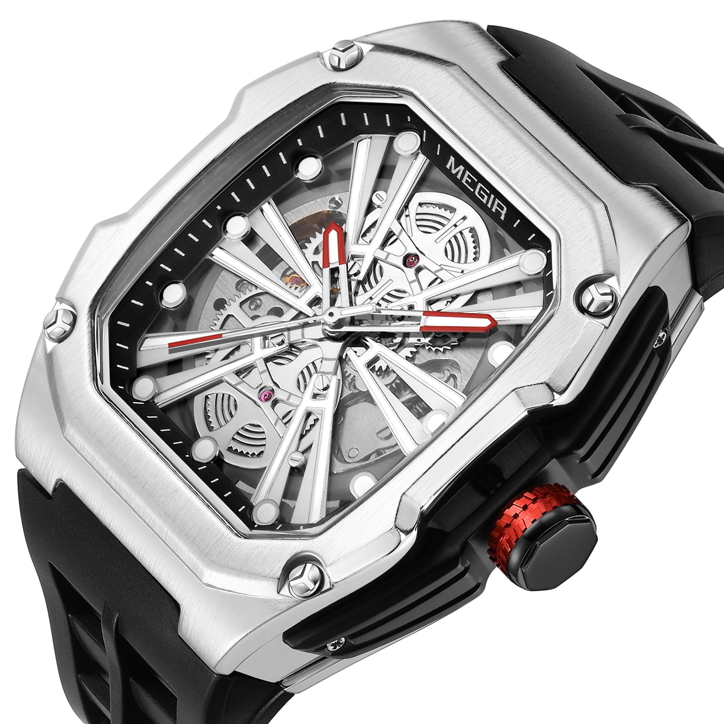 Automatic Mechanical Watch for Men Skeleton Dial Waterproof Luminous Men's Sport Casual Wristwatch Clock Reloj Hombre 8607