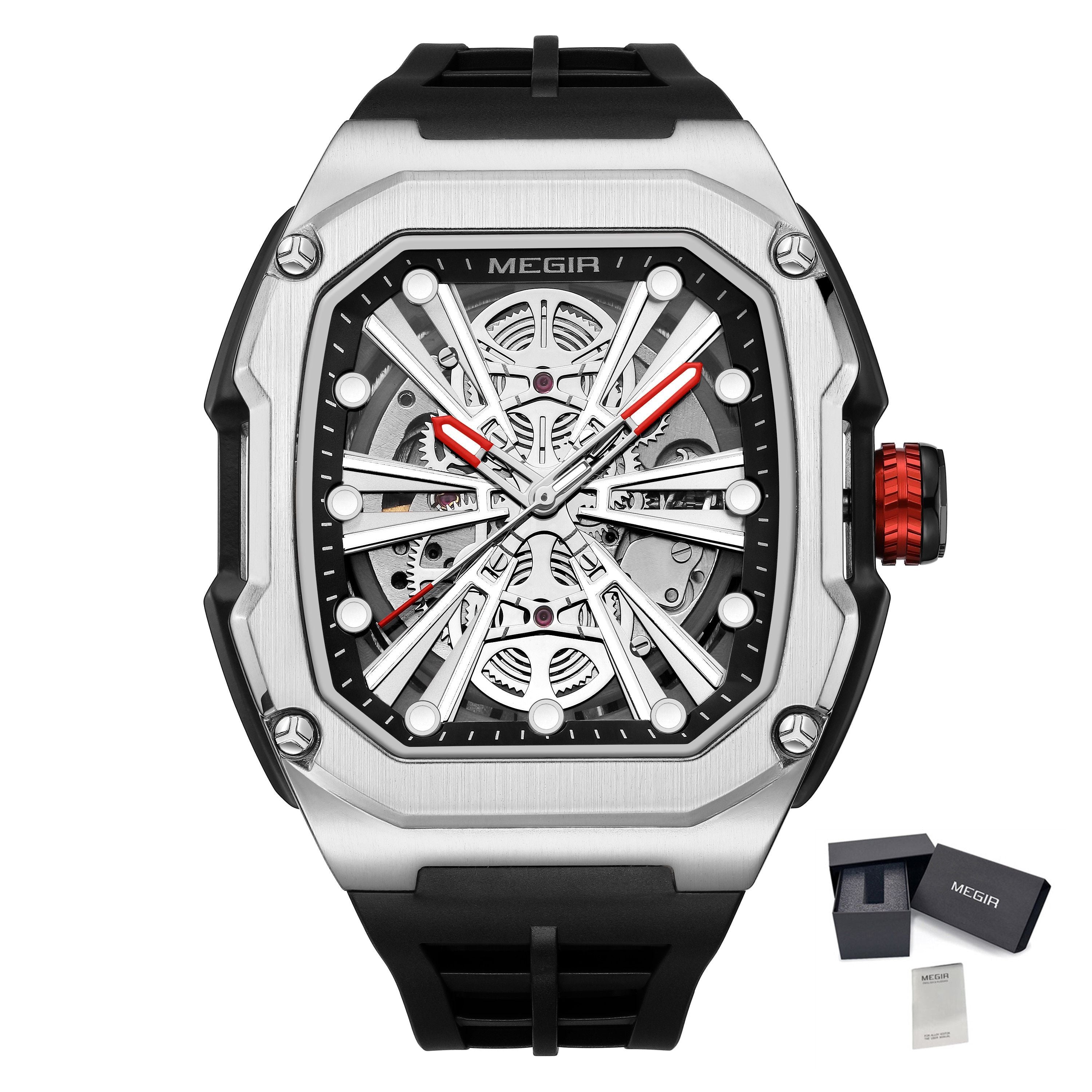 Automatic Mechanical Watch for Men Skeleton Dial Waterproof Luminous Men's Sport Casual Wristwatch Clock Reloj Hombre 8607