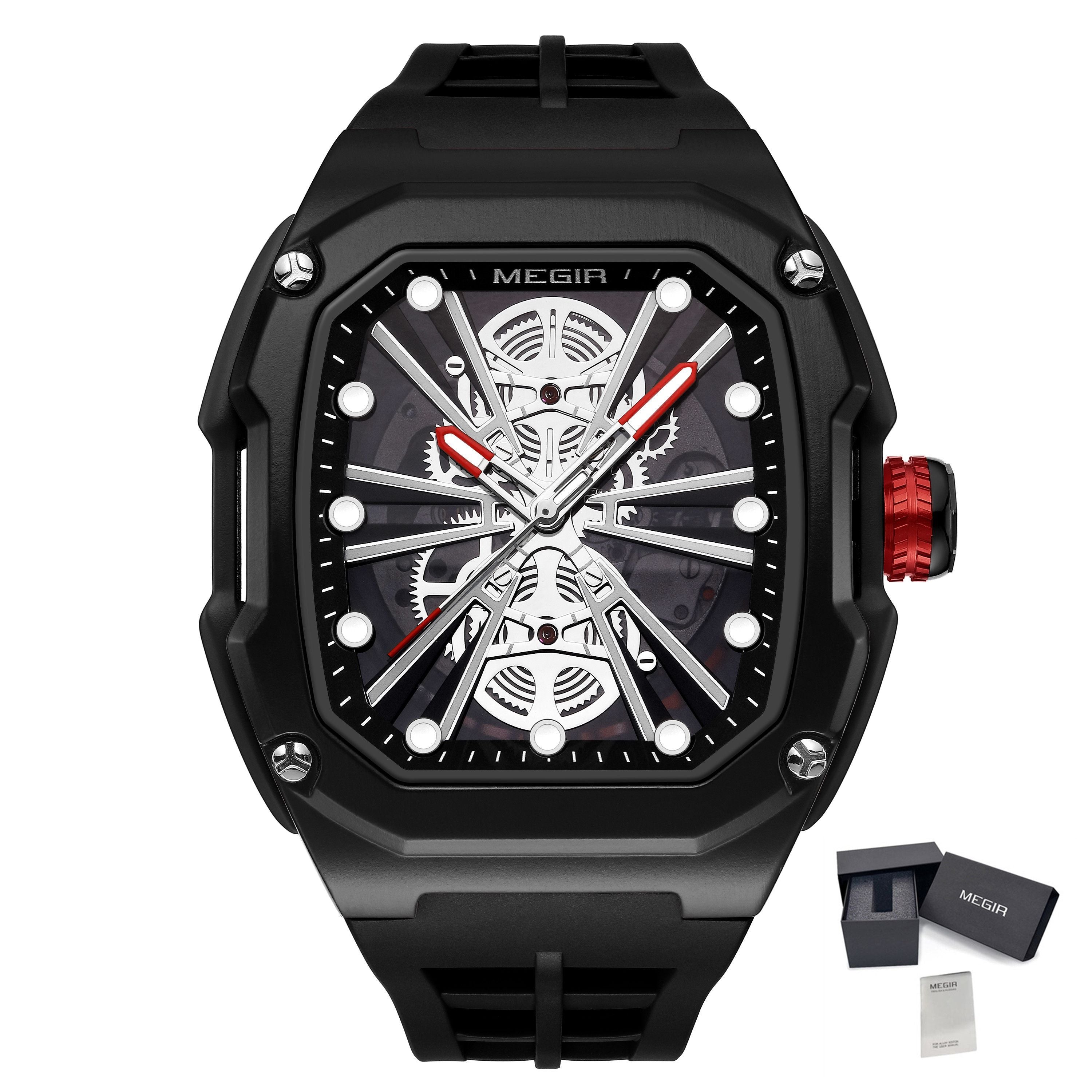 Automatic Mechanical Watch for Men Skeleton Dial Waterproof Luminous Men's Sport Casual Wristwatch Clock Reloj Hombre 8607