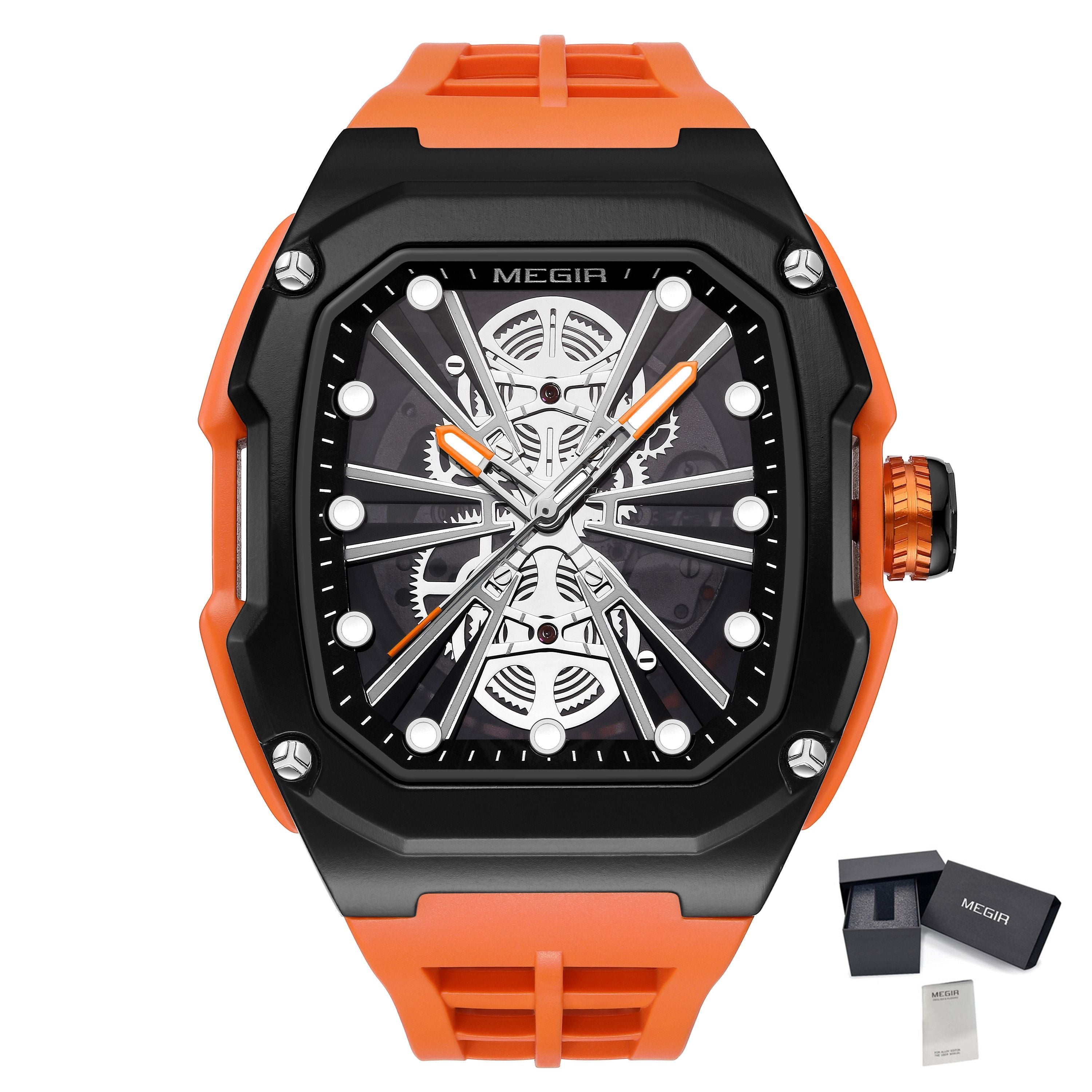 Automatic Mechanical Watch for Men Skeleton Dial Waterproof Luminous Men's Sport Casual Wristwatch Clock Reloj Hombre 8607