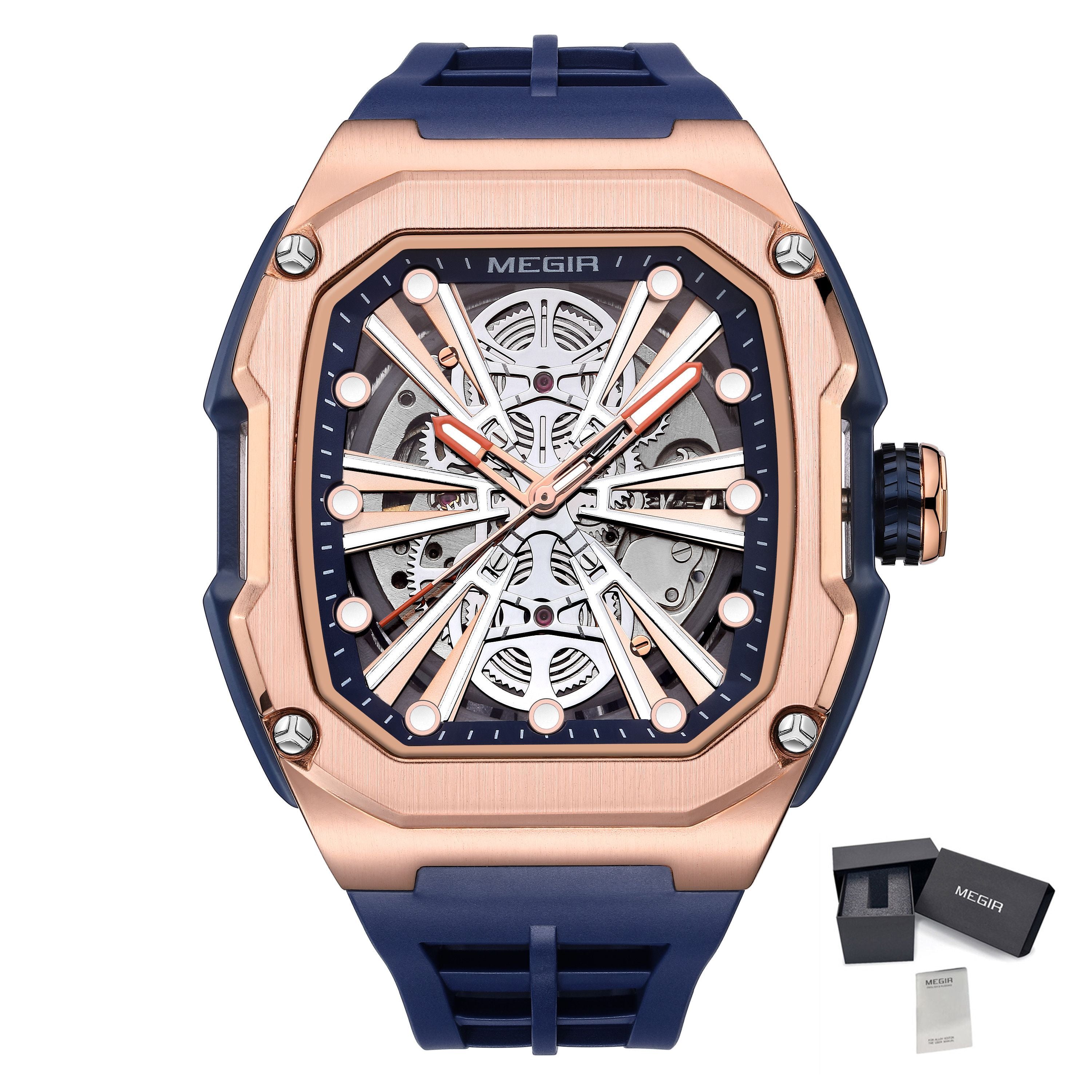 Automatic Mechanical Watch for Men Skeleton Dial Waterproof Luminous Men's Sport Casual Wristwatch Clock Reloj Hombre 8607