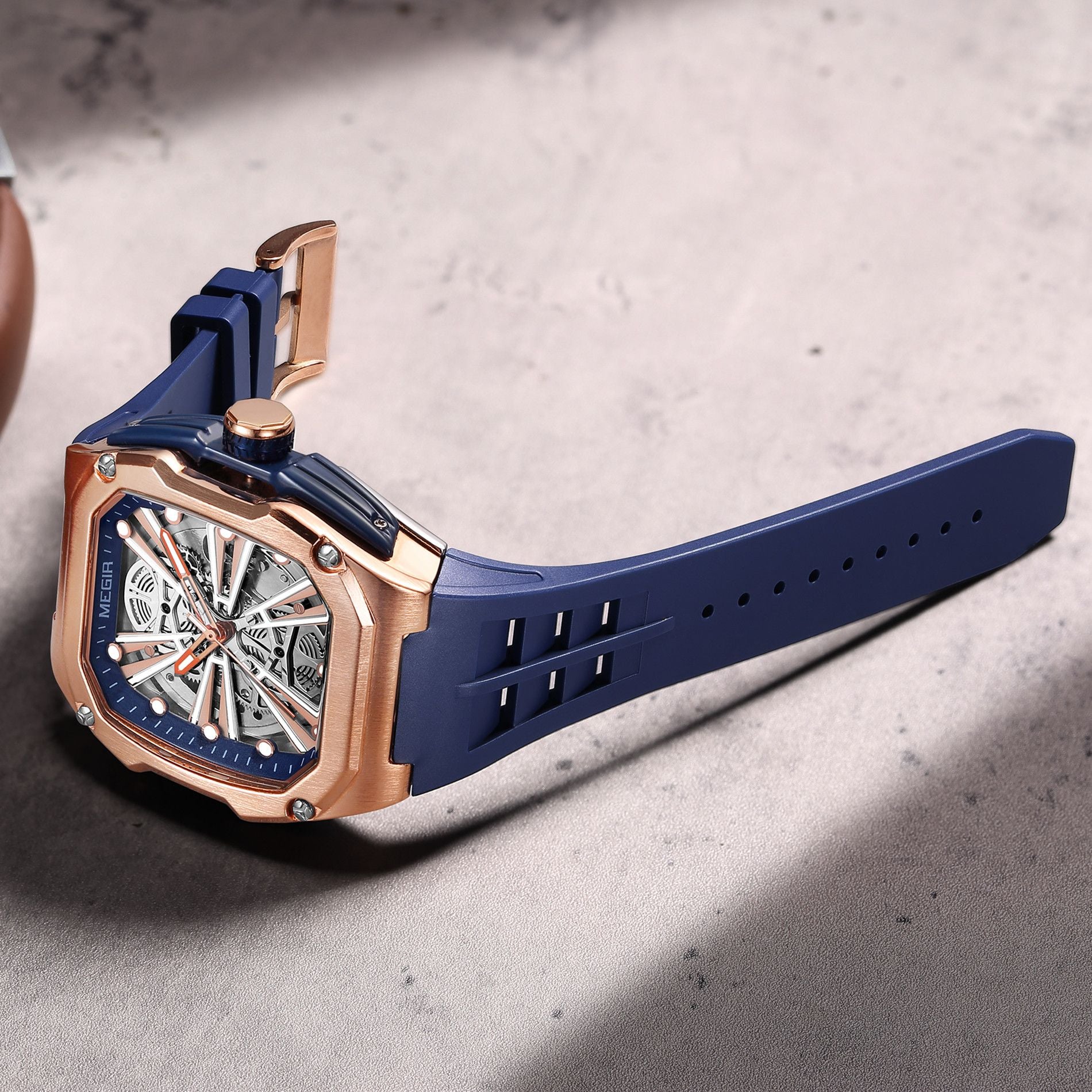 Automatic Mechanical Watch for Men Skeleton Dial Waterproof Luminous Men's Sport Casual Wristwatch Clock Reloj Hombre 8607