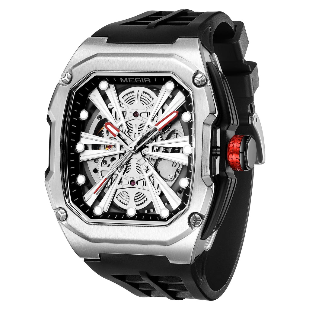 Automatic Mechanical Watch for Men Skeleton Dial Waterproof Luminous Men's Sport Casual Wristwatch Clock Reloj Hombre 8607
