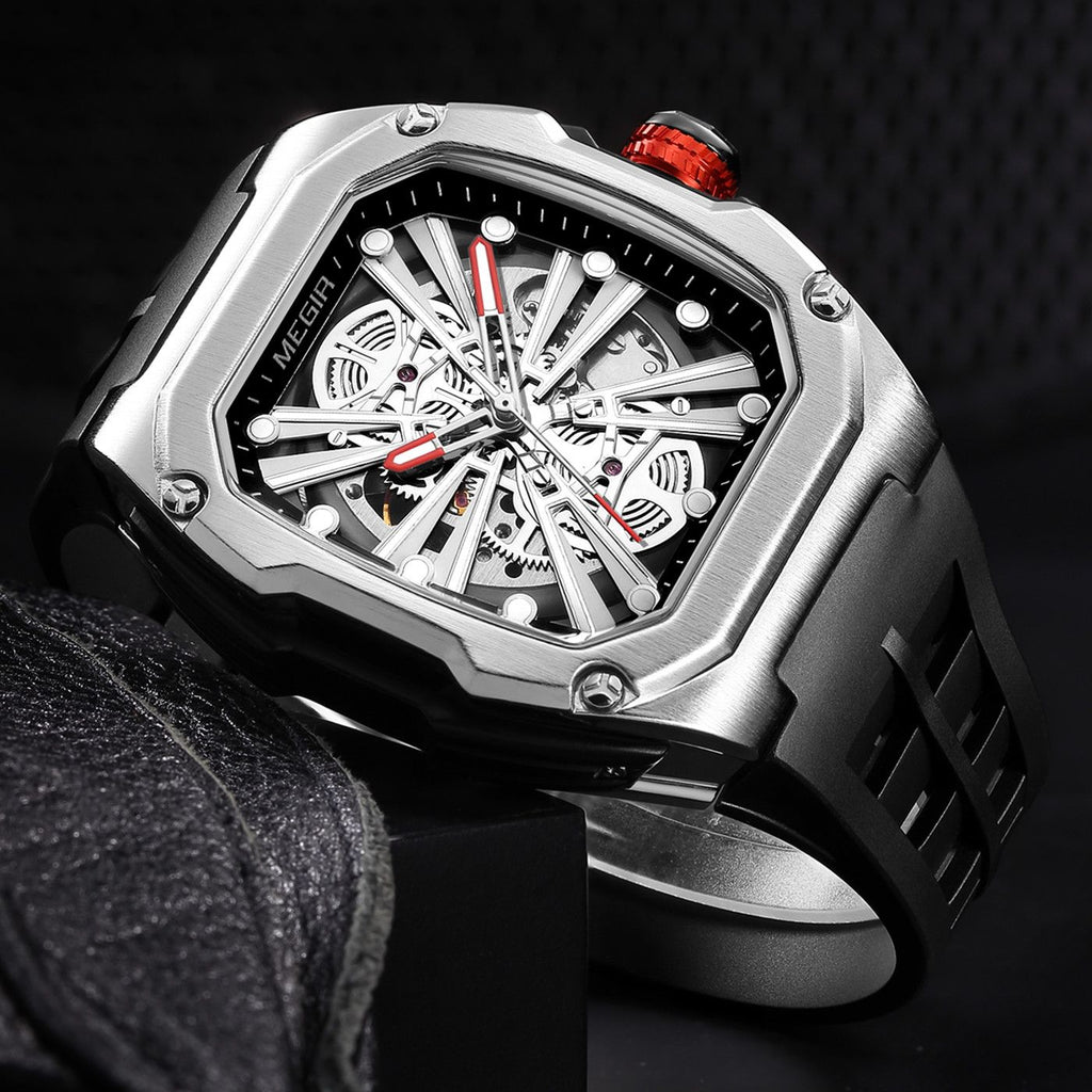 Automatic Mechanical Watch for Men Skeleton Dial Waterproof Luminous Men's Sport Casual Wristwatch Clock Reloj Hombre 8607