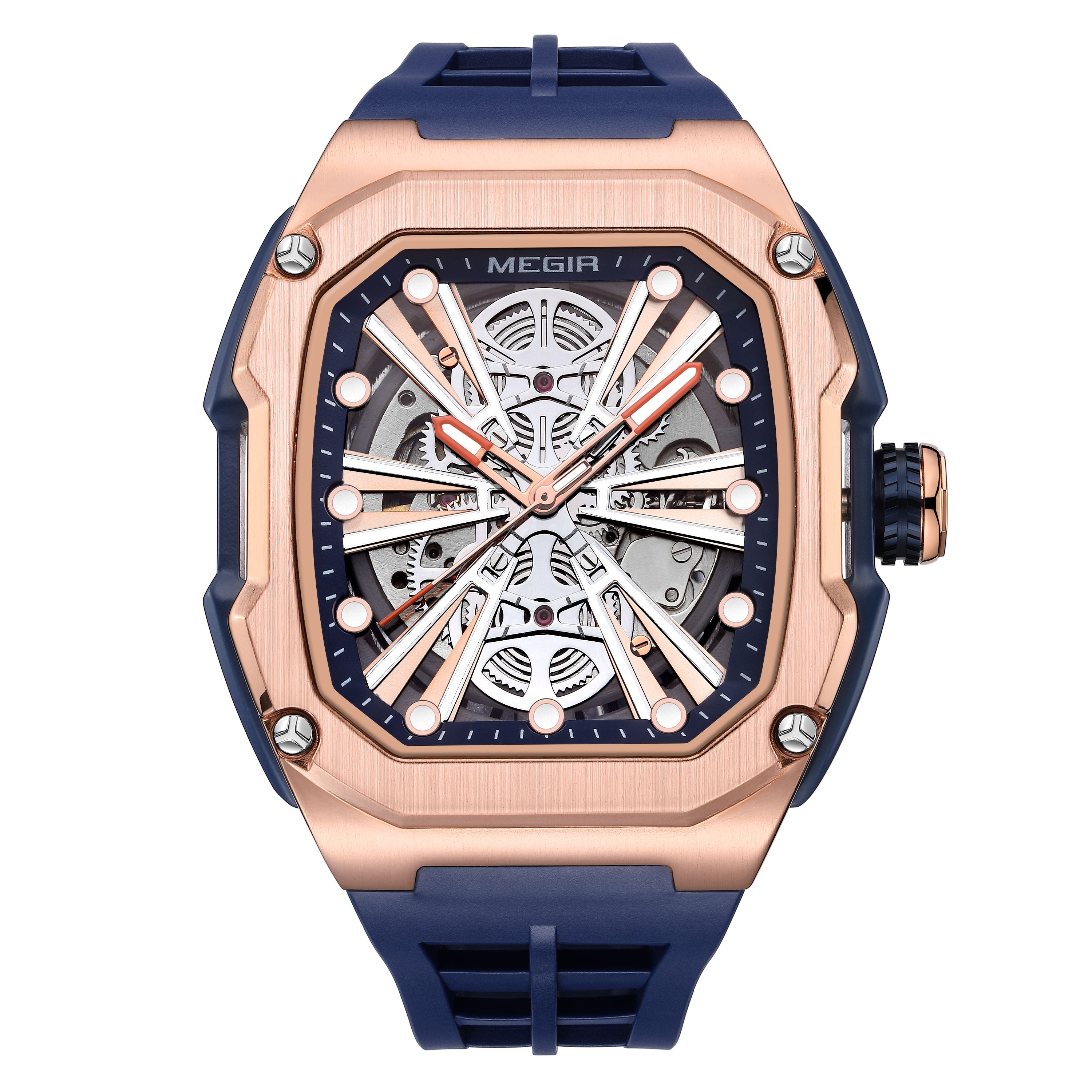 Automatic Mechanical Watch for Men Skeleton Dial Waterproof Luminous Men's Sport Casual Wristwatch Clock Reloj Hombre 8607