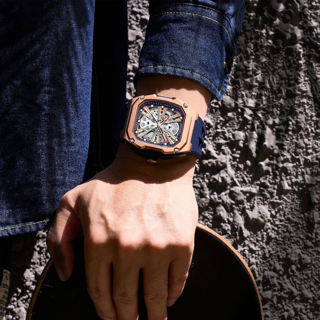 Automatic Mechanical Watch for Men Skeleton Dial Waterproof Luminous Men's Sport Casual Wristwatch Clock Reloj Hombre 8607