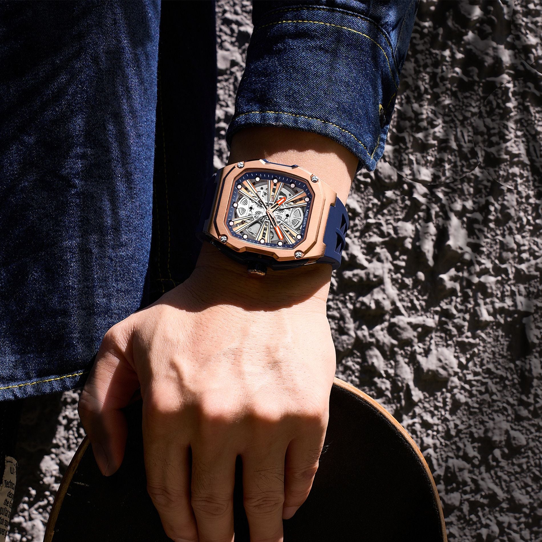 Automatic Mechanical Watch for Men Skeleton Dial Waterproof Luminous Men's Sport Casual Wristwatch Clock Reloj Hombre 8607